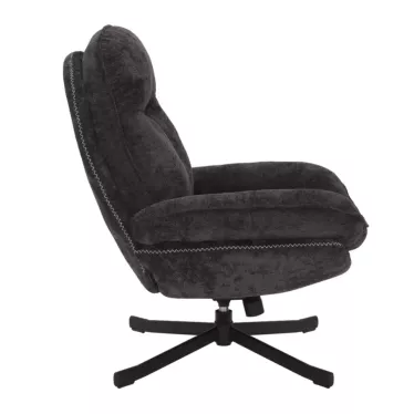 Tendance et confort avec le fauteuil ZALKA noir pivotant en tissu