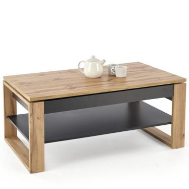 Table basse 120 x 65 m plateau relevable - noir et bois - GEMMA