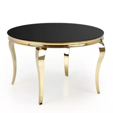 Table ronde 120cm pieds dorés et plateau noir en verre CANICA