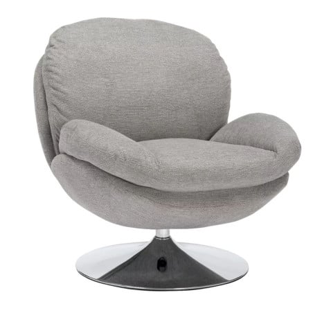 Fauteuil pivotant tissu gris clair, pied rond métal chromé Noche - Fauteuils - So Inside