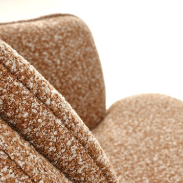 Détail tissu bouclé cannelle et coutures verticales chaise Lana