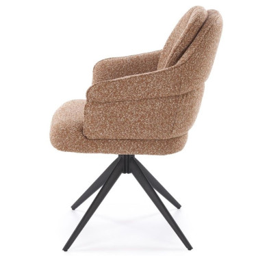Chaise pivotante Lana en tissu cannelle avec pieds métal noir