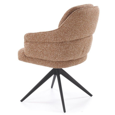 Fauteuil de table pivotant design contemporain tissu marron chaud