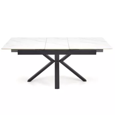 Table à manger style marbre blanc - pieds design - 140/180cm - JUAN