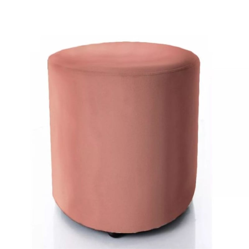 Pouf rond en velours 33 x 36 cm rose antique DELTA
