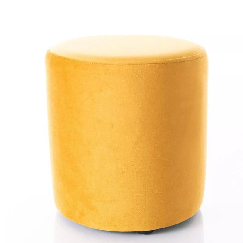 Pouf rond en velours 33 x 36 cm curry DELTA