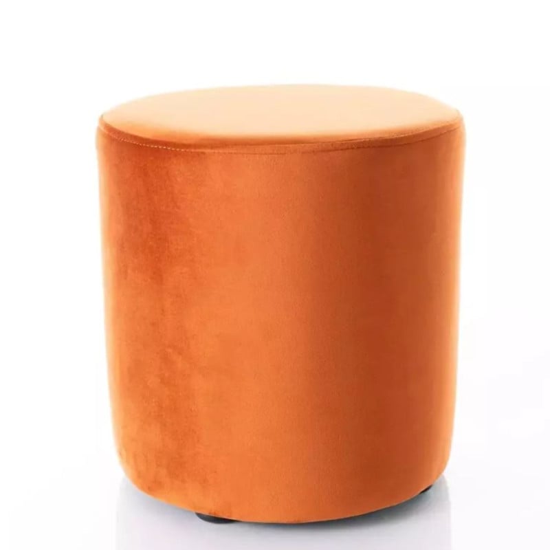 Pouf rond en velours 33 x 36 cm canelle DELTA