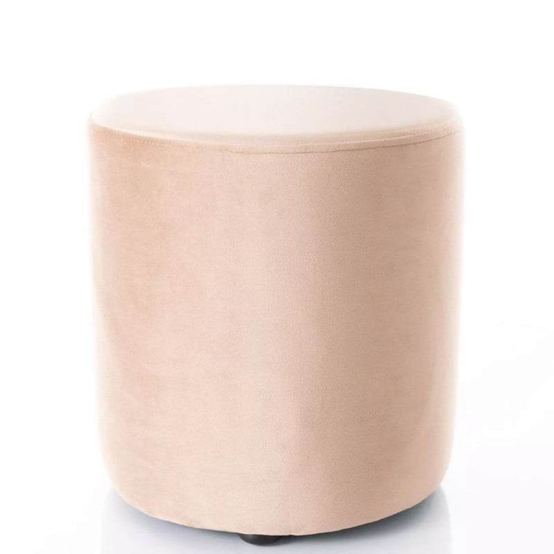 Pouf rond en velours 33 x 36 cm beige DELTA