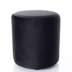 Pouf rond en velours 33 x 36 cm noir DELTA