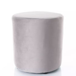Pouf rond en velours 33 x 36 cm gris DELTA