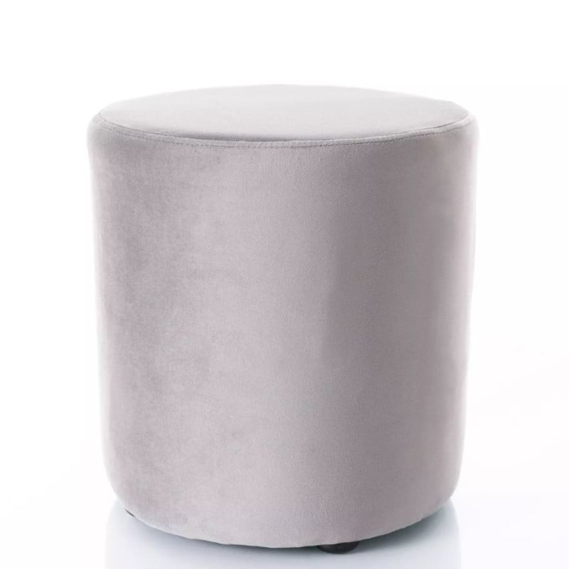 Pouf rond en velours 33 x 36 cm gris DELTA