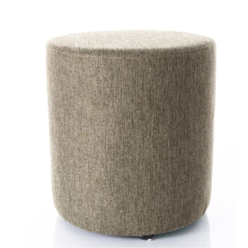 Pouf rond en tissu 33 x 36 cm beige olive VADIA