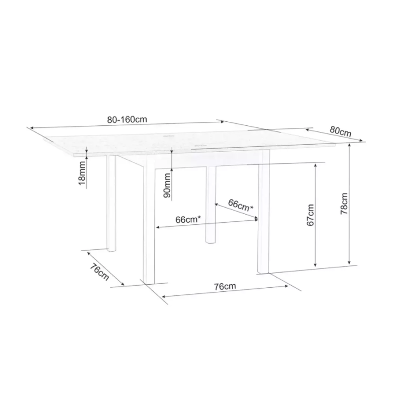 Table extensible pliable carrée bois clair cachemire 8 pers ATLANTISZ3
