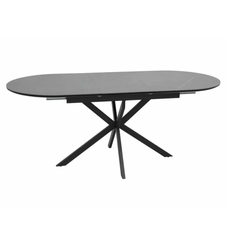 Table extensible céramique grise 8 pers pied noir ovale MILANOZ6 - Tables à manger - So Inside