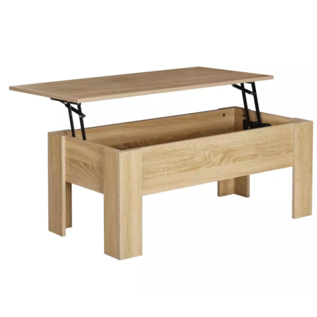 Table basse relevable 100 x 50 cm avec rangement chêne LUCASE - Tables basses - So Inside
