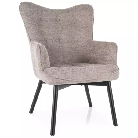 Chaise tissu beige assise rembourrée et pieds bois noir LORINDA - Chaises - So Inside