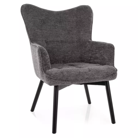 Chaise en tissu gris avec accoudoirs et pieds bois noir LORINDA - Chaises - So Inside