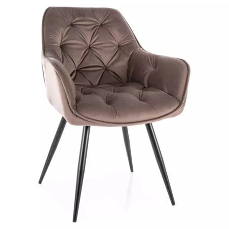 Chaise velours cappuccino pieds métal noir confortable UMEXA pour salle à manger - Chaises - So Inside