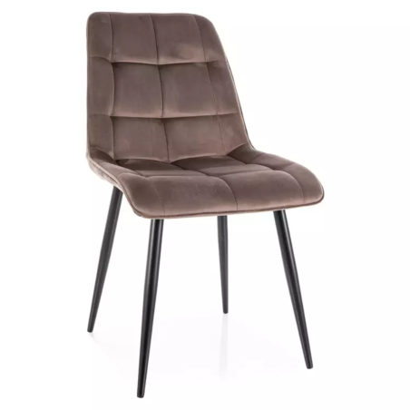 Chaise velours cappuccino et pieds métal noir mat assise élégante HARRIET - Chaises - So Inside