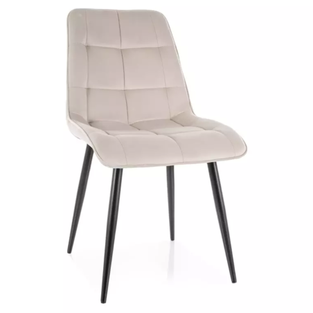 Chaise velours beige structure métal noir mat design contemporain HARRIET - Chaises - So Inside