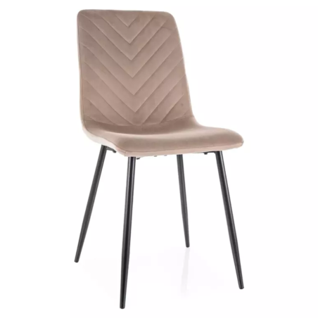Chaise velours beige et métal noir mat assise haute dossier stylé LOZAT - Chaises - So Inside