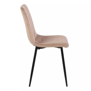 Chaise velours beige et métal noir mat assise haute dossier stylé LOZAT