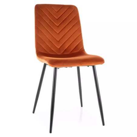 Chaise velours cannelle et pieds métal noir mat assise rembourrée chic LOZAT - Chaises - So Inside