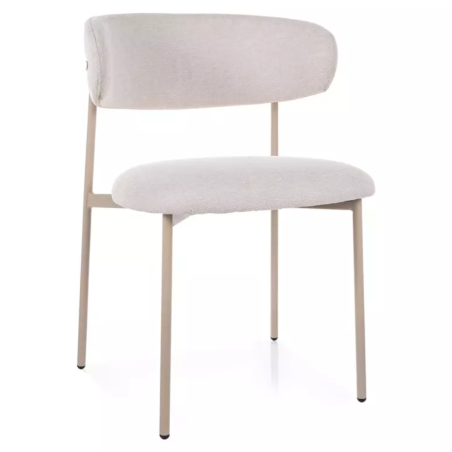 Chaise tissu en beige pieds métal cachemire design doux et épuré JONAZ - Chaises - So Inside