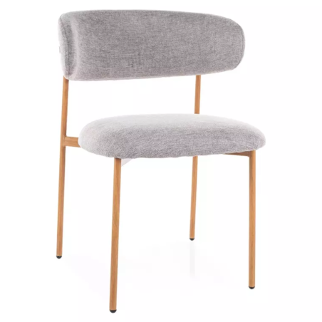 Chaise tissu en gris et piétement métal chêne confort doux et design JONAZ - Chaises - So Inside