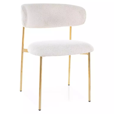 Chaise tissu beige pieds dorés métal design élégant et rembourrage doux JONAZ - Chaises - So Inside