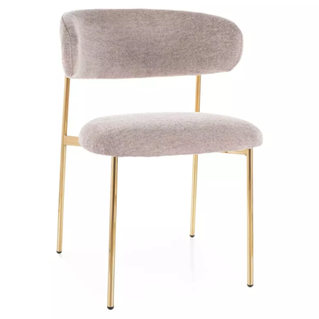 Chaise tissu beige et piétement doré assise moelleuse design chic JONAZ - Chaises - So Inside