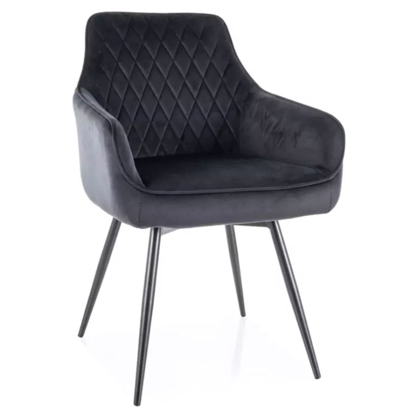 Chaise noire en velours pivotante avec retour automatique et ressorts LOTINDA