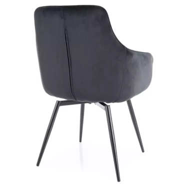 Dossier galbé noir et piétement métallique pivotant pour la chaise Lotinda