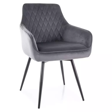 Chaise pivotante en velours gris avec ressorts et retour automatique intégré LOTINDA