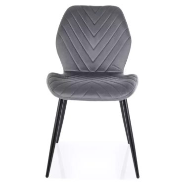 Chaise MYRENDA grise avec assise matelassée élégante et structure en métal noir