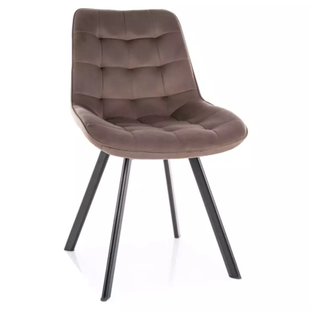 Chaise velours pivotante cappuccino piétement métal noir mat assise haute et design doux MONTAJ - Chaises - So Inside