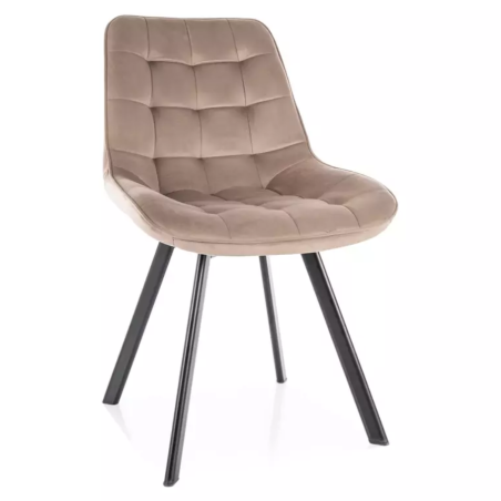 Chaise velours beige structure métal noir mat pivotante assise rembourrée élégante MONTAJ - Chaises - So Inside