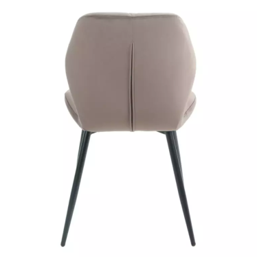 Chaise velours cappuccino avec piétement noir mat et design matelassé moderne LIRYCA