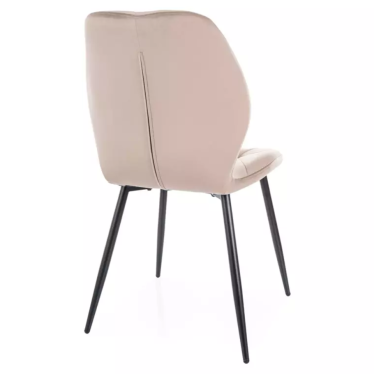 Chaise en velours beige avec piétement noir mat et assise rembourrée confortable LIRYCA