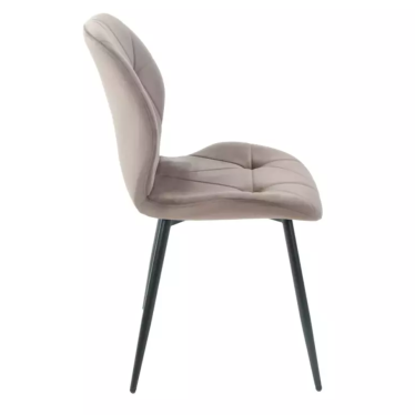 Chaise en velours beige avec piétement noir mat et assise rembourrée confortable LIRYCA