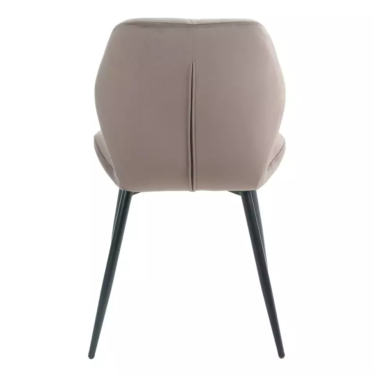 Chaise en velours beige avec piétement noir mat et assise rembourrée confortable LIRYCA