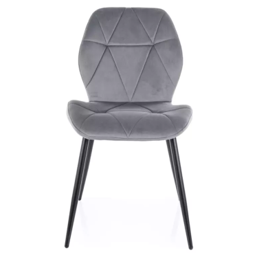 Vue de face chaise LIRYCA dossier matelassé losanges gris