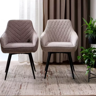Chaise beige en tissu et métal noir pivotante à retour automatique SOLIFE