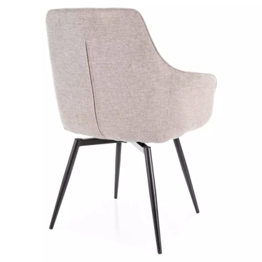 Chaise beige en tissu et métal noir pivotante à retour automatique SOLIFE
