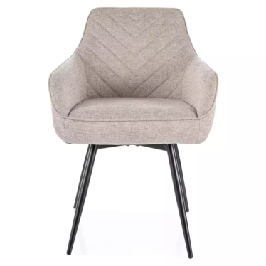 Chaise beige en tissu et métal noir pivotante à retour automatique SOLIFE