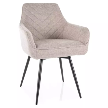 Chaise beige en tissu et métal noir pivotante à retour automatique SOLIFE