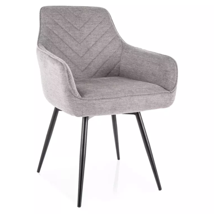 Chaise grise en tissu pivotante et à retour automatique avec pieds métal noir SOLIFE