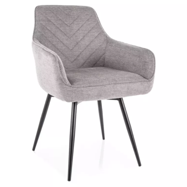 Chaise grise en tissu pivotante et à retour automatique avec pieds métal noir SOLIFE