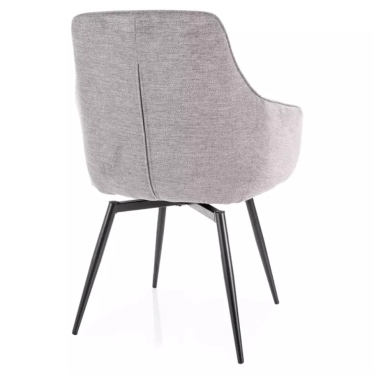 Chaise grise en tissu pivotante et à retour automatique avec pieds métal noir SOLIFE