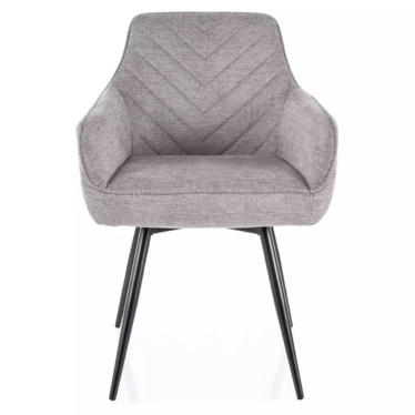 Chaise grise en tissu pivotante et à retour automatique avec pieds métal noir SOLIFE